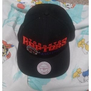 Toronto Raptors Hat Cap Snapback Purple Red Script Mitchell Ness NBA Basketball